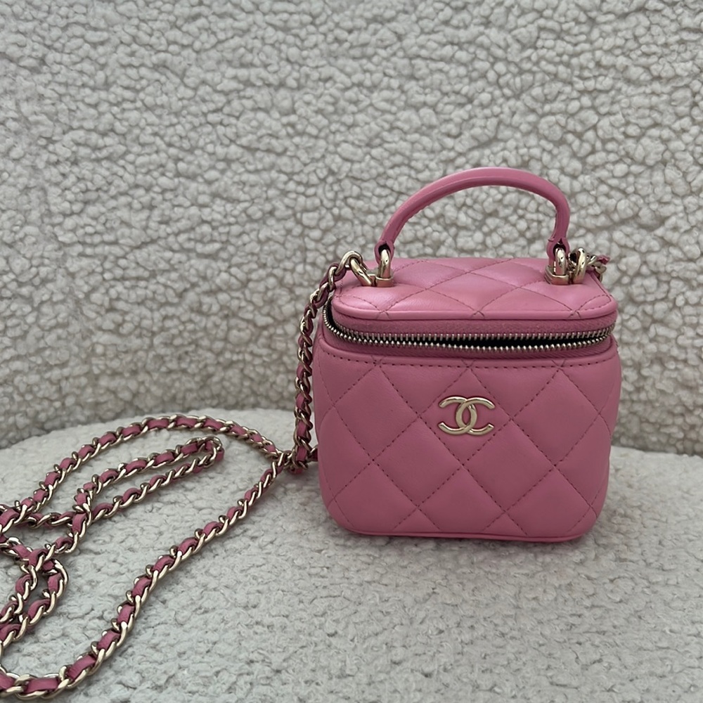 Pink Mini Chanel vanity handbag